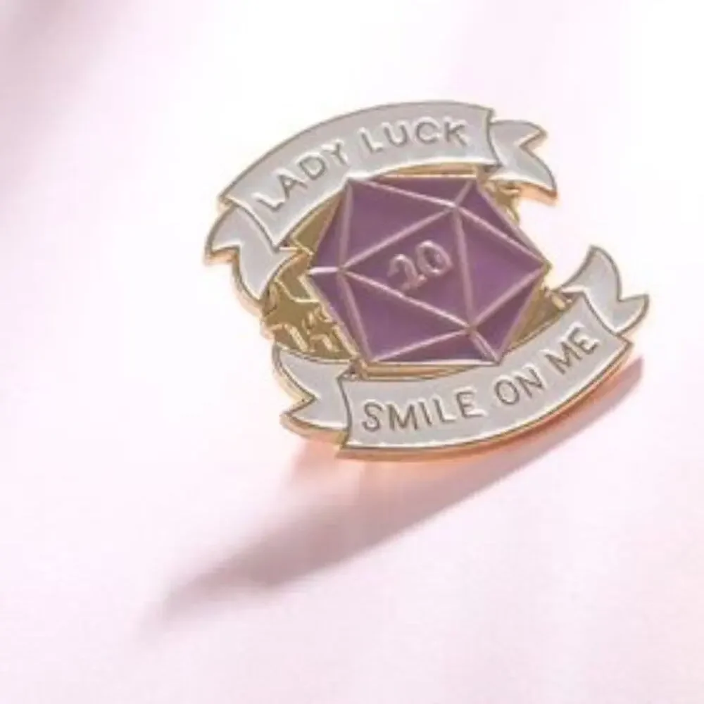Dungeons & Dragons Lady Luck 20 Sided Dice Brooch